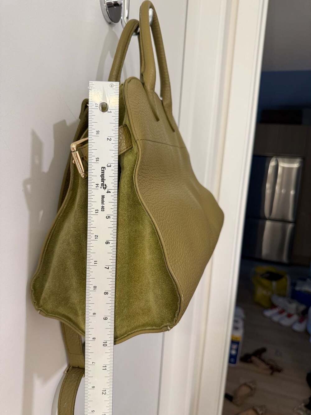 Anna Paola Italian Leather Handbag Riva Iride Green Crossbody Satchel - Picture 7 of 14